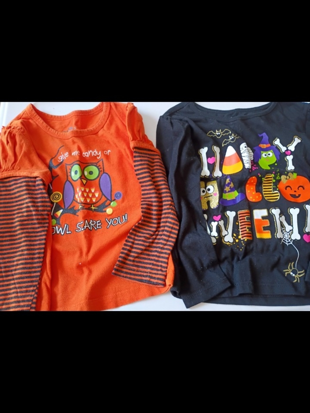 Orange Owl Halloween Long-Sleeve Top for Kids
